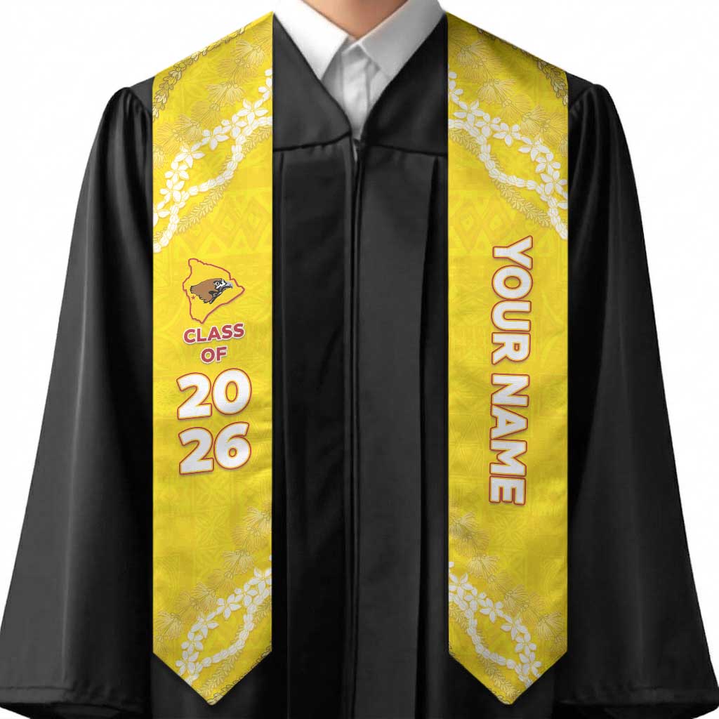 Custom Ke Kula O Ehunuikaimalino Graduation Stole Tapa Pattern With Leis
