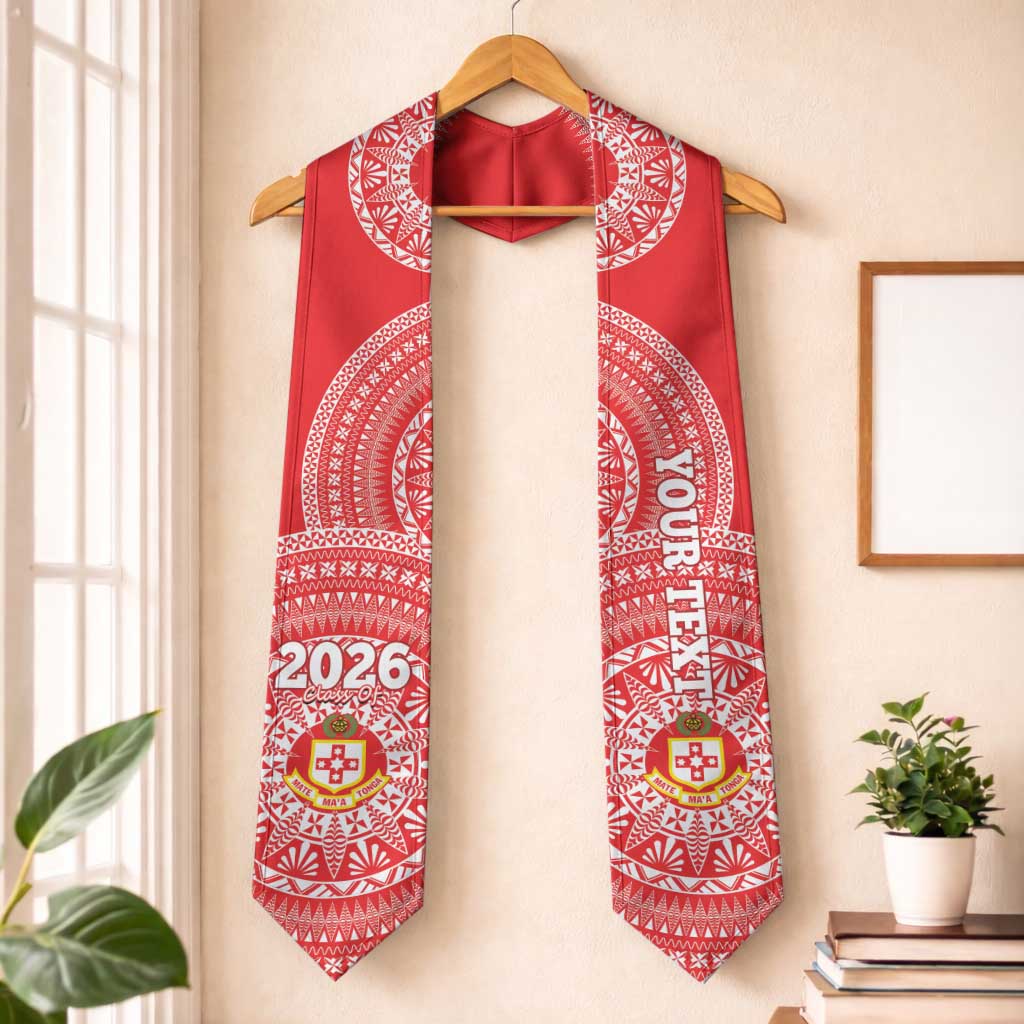 Custom Kolisi Tonga Atele Graduation Stole Class Of Year Tongan Ngatu Pattern