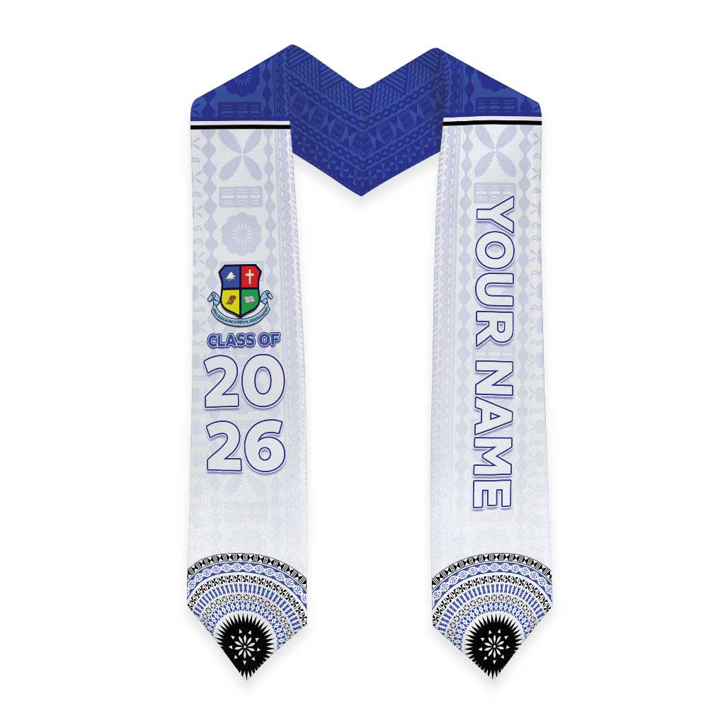 Custom Lelean Memorial School Graduation Stole With Fijian Tapa Pattern
