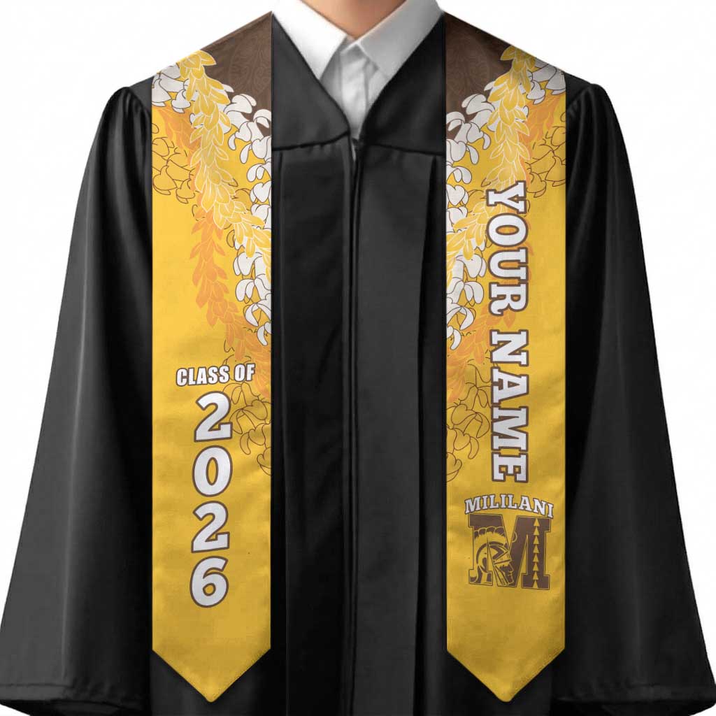 Custom Mililani Hawaii High School Graduation Stole Class Of Year Puakenikeni Lei Hawaiian Pattern