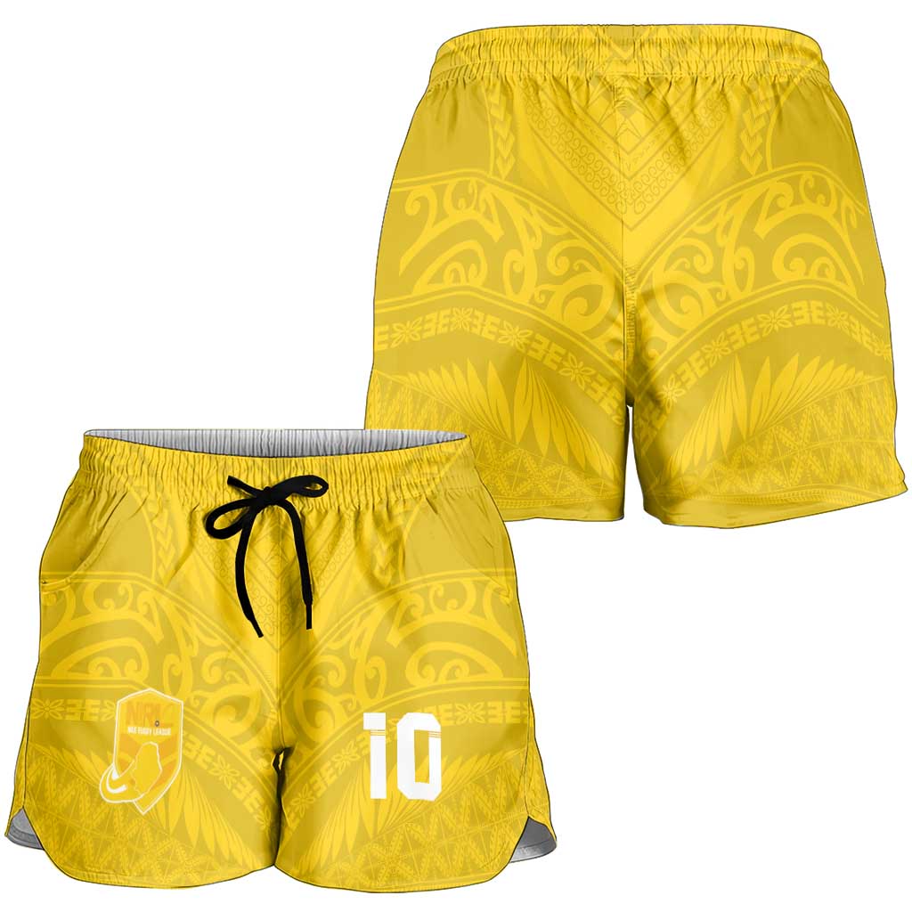 Custom Niue Rugby Shorts for Women Hiapo Tribal Motifs Sporty Style - Polynesian Pride