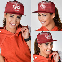 Custom Pacific Rugby Spirit Snapback Cap Tonga Ngatu Pride Red Edition - Polynesian Pride
