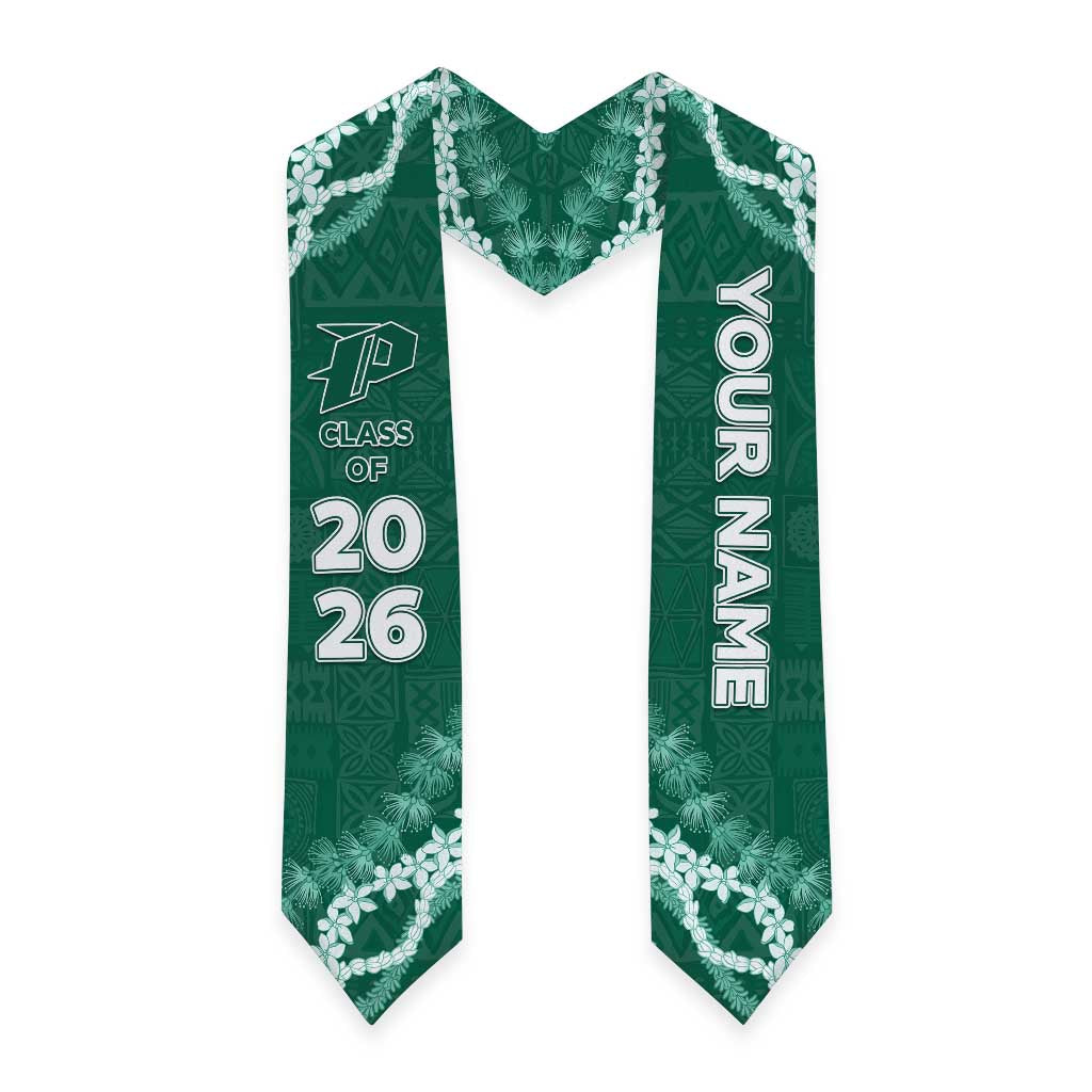 Custom Pahoa High And Intermediate School Graduation Stole Tapa Pattern With Leis