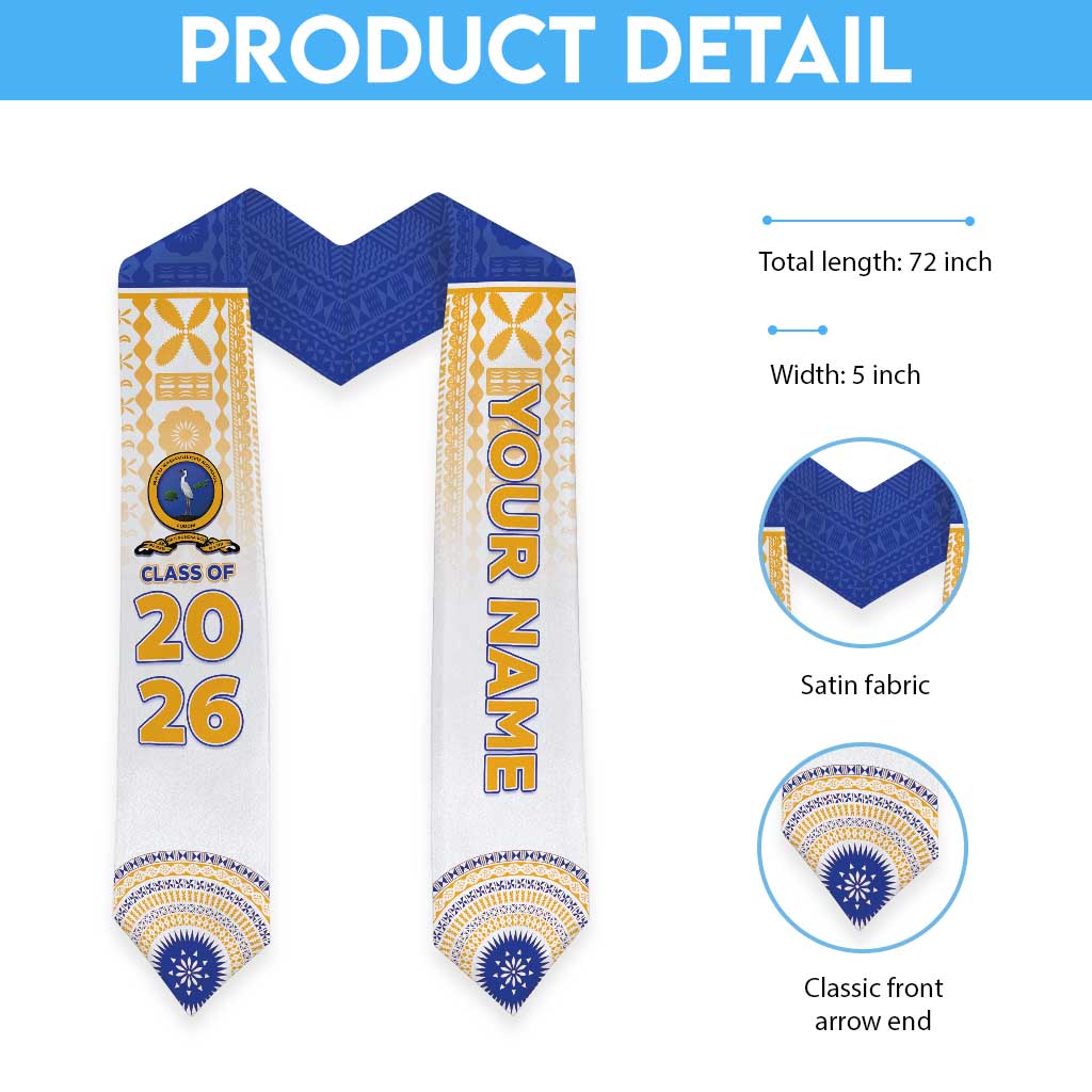 Custom Ratu Kadavulevu School Graduation Stole With Fijian Tapa Pattern