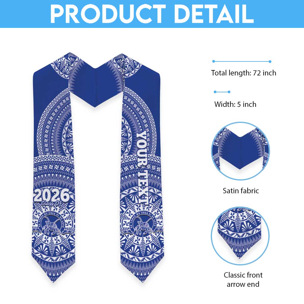 Custom Tupou Tonga College Graduation Stole Class Of Year Tongan Ngatu Pattern