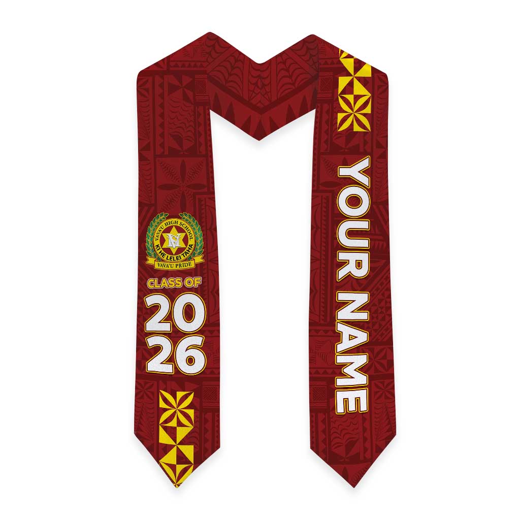 Custom Vavau High School Graduation Stole Tongan Ngatu Pattern