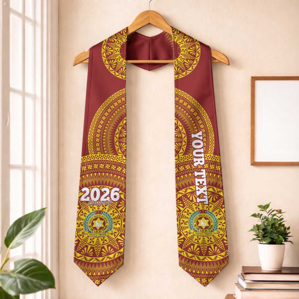 Custom Vavau High School Tonga Graduation Stole Class Of Year Tongan Ngatu Pattern