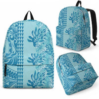Cyan Hibiscus Monstera Seamless Kakau Hawaii Backpack LT14 - Polynesian Pride