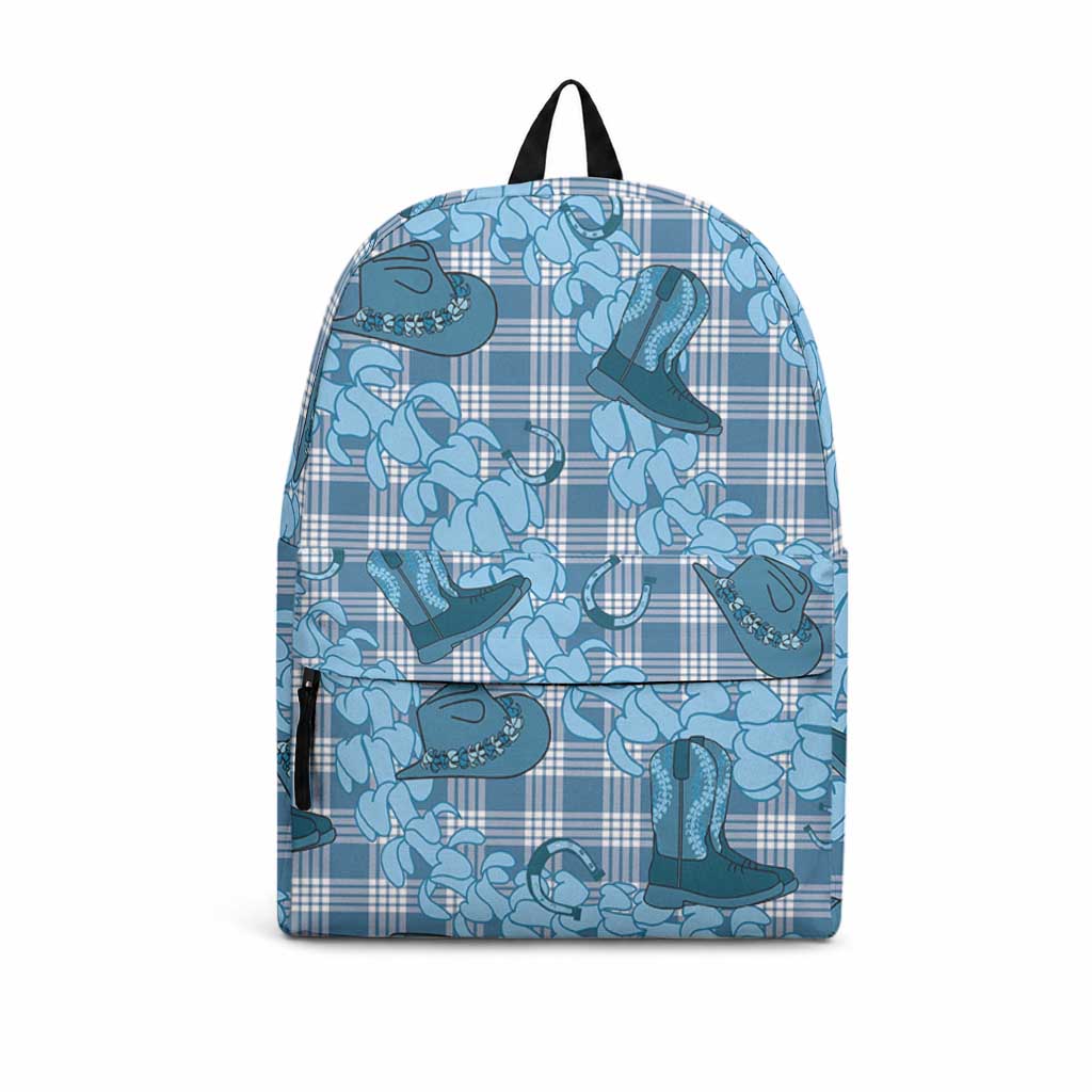 Cyan Palaka Hawaii Cowboy Backpack Puakenikeni Lei Paniolo Papale Seamless Vibes LT14 Cyan - Polynesian Pride