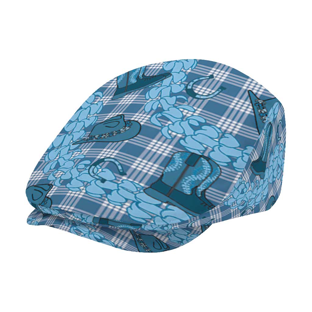 Cyan Palaka Hawaii Cowboy Jeff Hat Puakenikeni Lei Paniolo Papale Seamless Vibes - Polynesian Pride