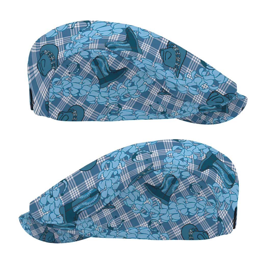 Cyan Palaka Hawaii Cowboy Jeff Hat Puakenikeni Lei Paniolo Papale Seamless Vibes - Polynesian Pride