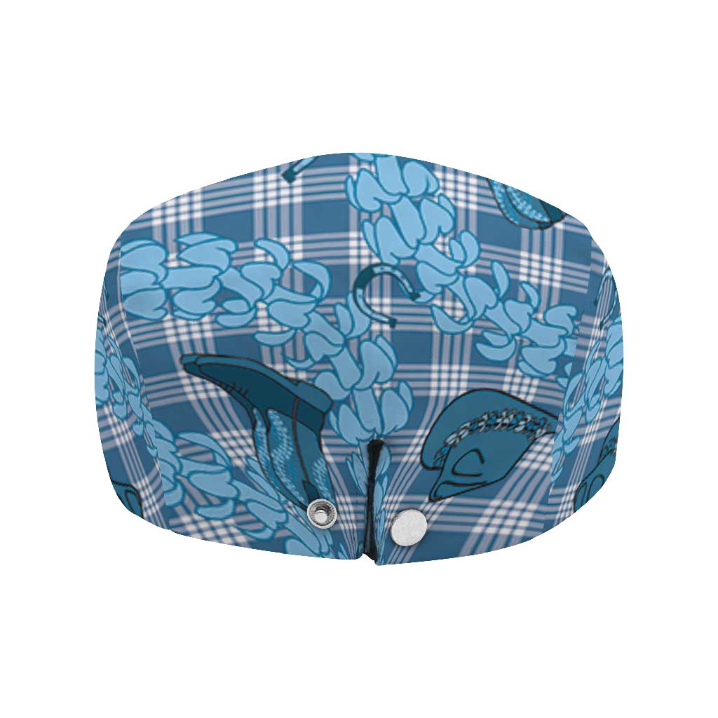 Cyan Palaka Hawaii Cowboy Jeff Hat Puakenikeni Lei Paniolo Papale Seamless Vibes - Polynesian Pride