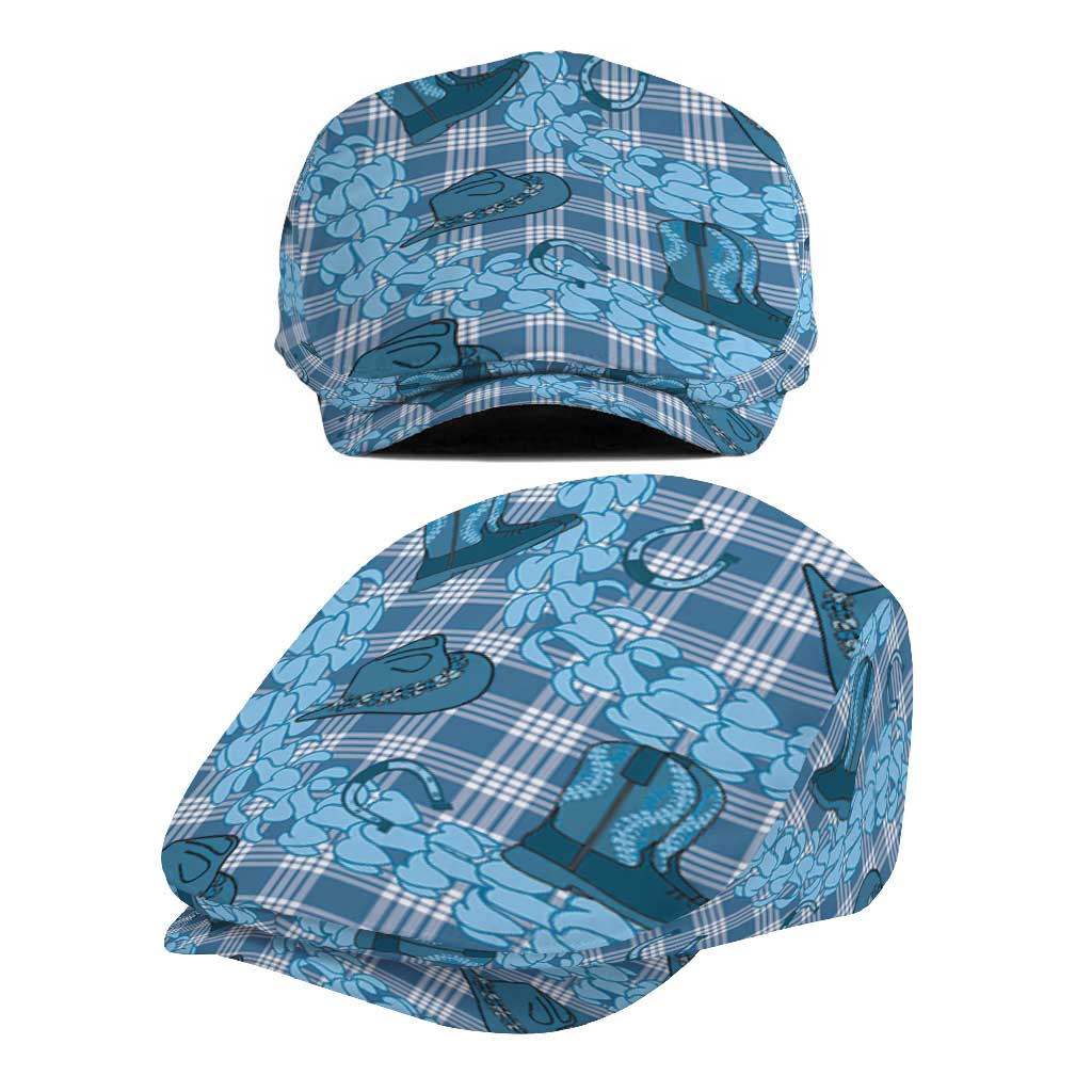 Cyan Palaka Hawaii Cowboy Jeff Hat Puakenikeni Lei Paniolo Papale Seamless Vibes - Polynesian Pride