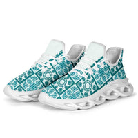 Cyan Palaka Quilt Hawaii Clunky Sneakers Hawaiian Tropical Monstera Sea Turtle