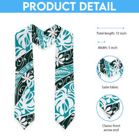 Cyan Tahiti Tiare Monstera Graduation Stole Polynesian Pattern Curve Style