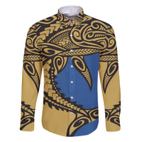 Polynesian Family Matching Outfit Samoan Shark Polynesian Tribal Off Shoulder Long Sleeve Dress And Shirt Family Set Dad's Shirt - Long Sleeve - Polynesian Pride