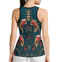 Dark Cyan Blue Bird of Batik Papua Hollow Tank Top Exotic Natural Wealth of Papua LT9 - Polynesian Pride