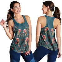Dark Cyan Blue Bird of Batik Papua Women Racerback Tank Exotic Natural Wealth of Papua LT9 - Polynesian Pride