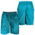 Dark Cyan Gradient Polynesia Shorts for Men Hawaiian Tribal Hammerhead Shark Tattoo - Polynesian Pride