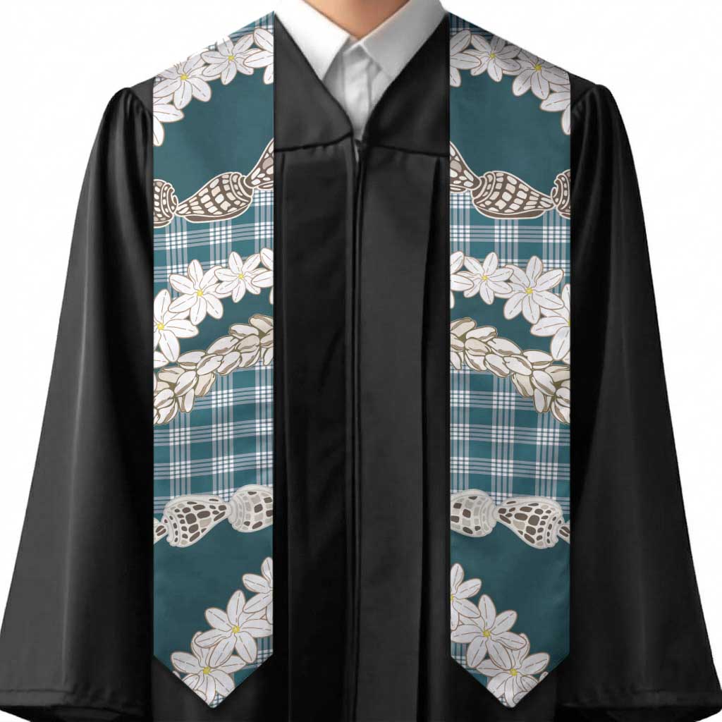 Dark Cyan Hawaii Tiare and Shell Lei Graduation Stole Hawaiian Palaka Luxury Vibes - Polynesian Pride