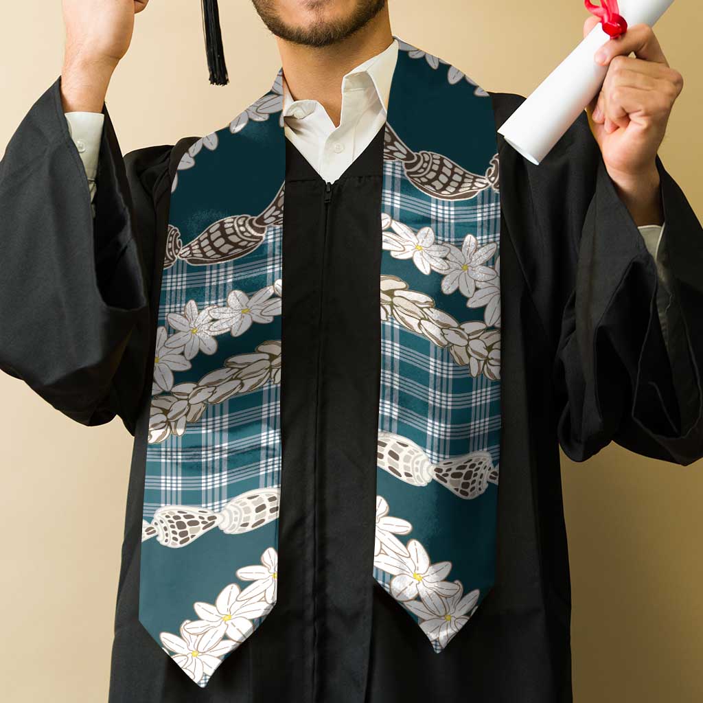 Dark Cyan Hawaii Tiare and Shell Lei Graduation Stole Hawaiian Palaka Luxury Vibes LT14