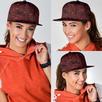 Dark Samoa Manuia Le Kerisimasi Snapback Cap Pacific Patchwork Xmas Vibes - Polynesian Pride