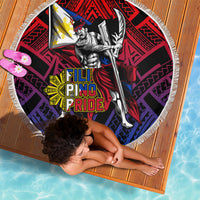 Filipinos Lapu-lapu Hero Beach Blanket Philippines Flag and Sun DT02 - Polynesian Pride