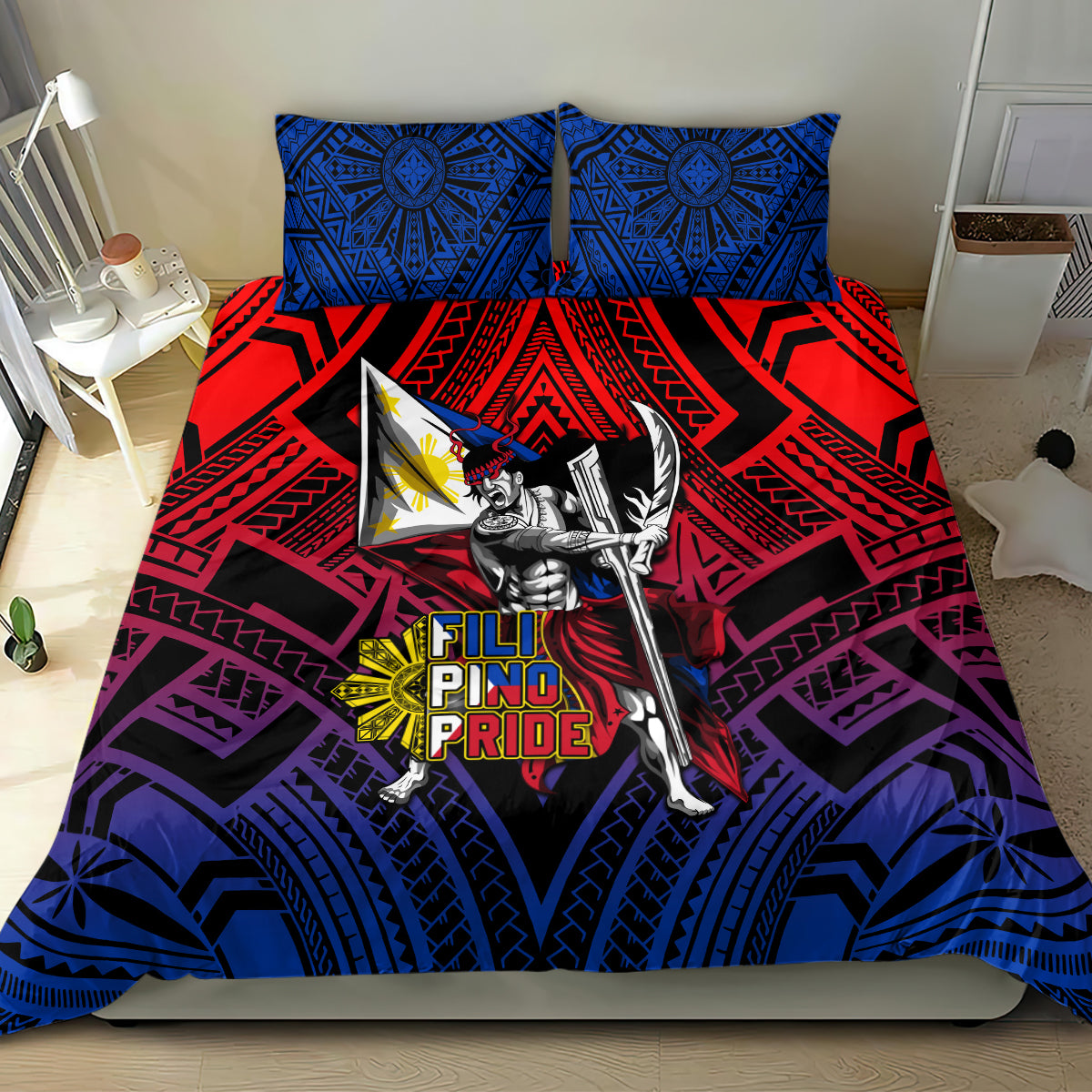 Filipinos Lapu-lapu Hero Bedding Set Philippines Flag and Sun DT02 - Polynesian Pride