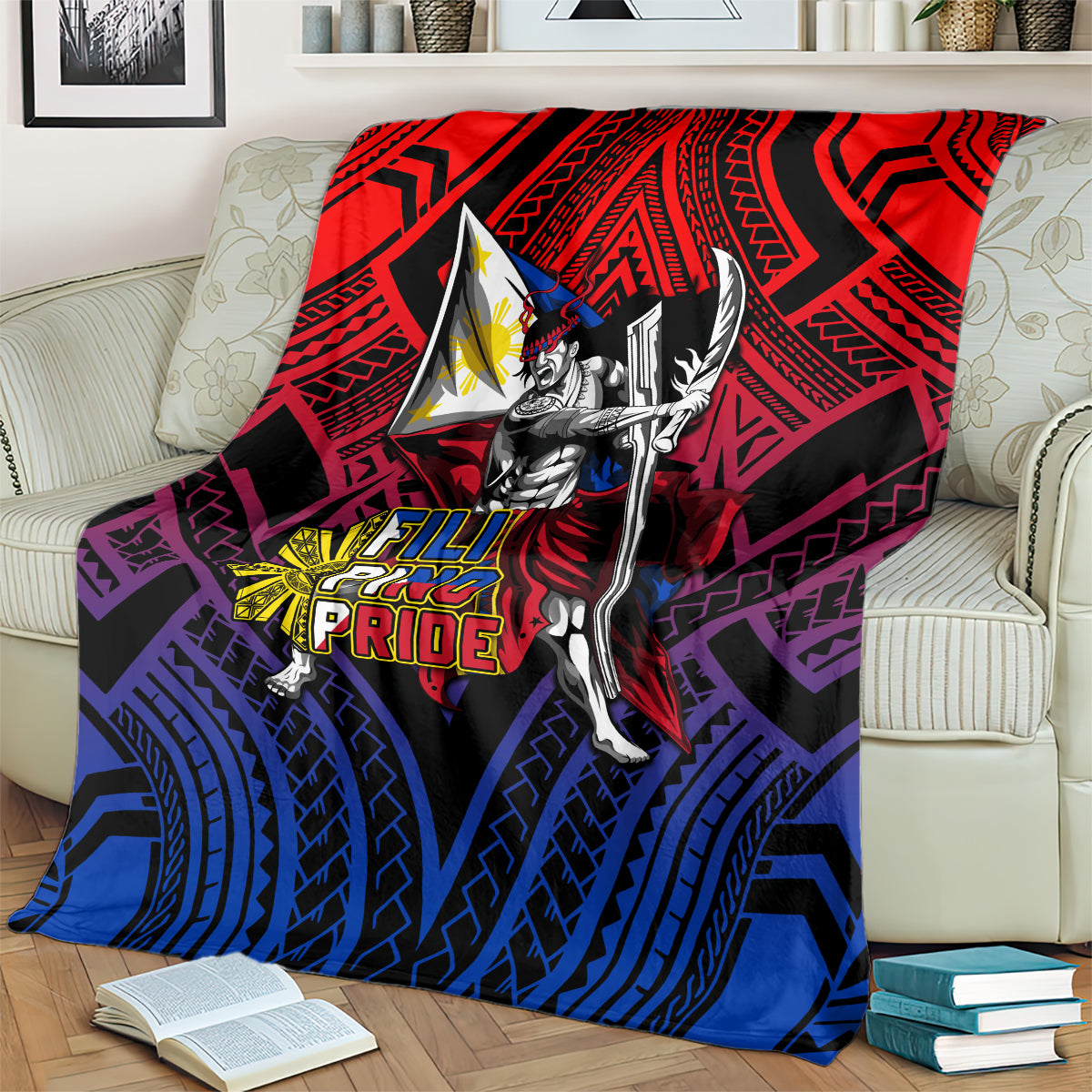 Filipinos Lapu-lapu Hero Blanket Philippines Flag and Sun DT02 - Polynesian Pride