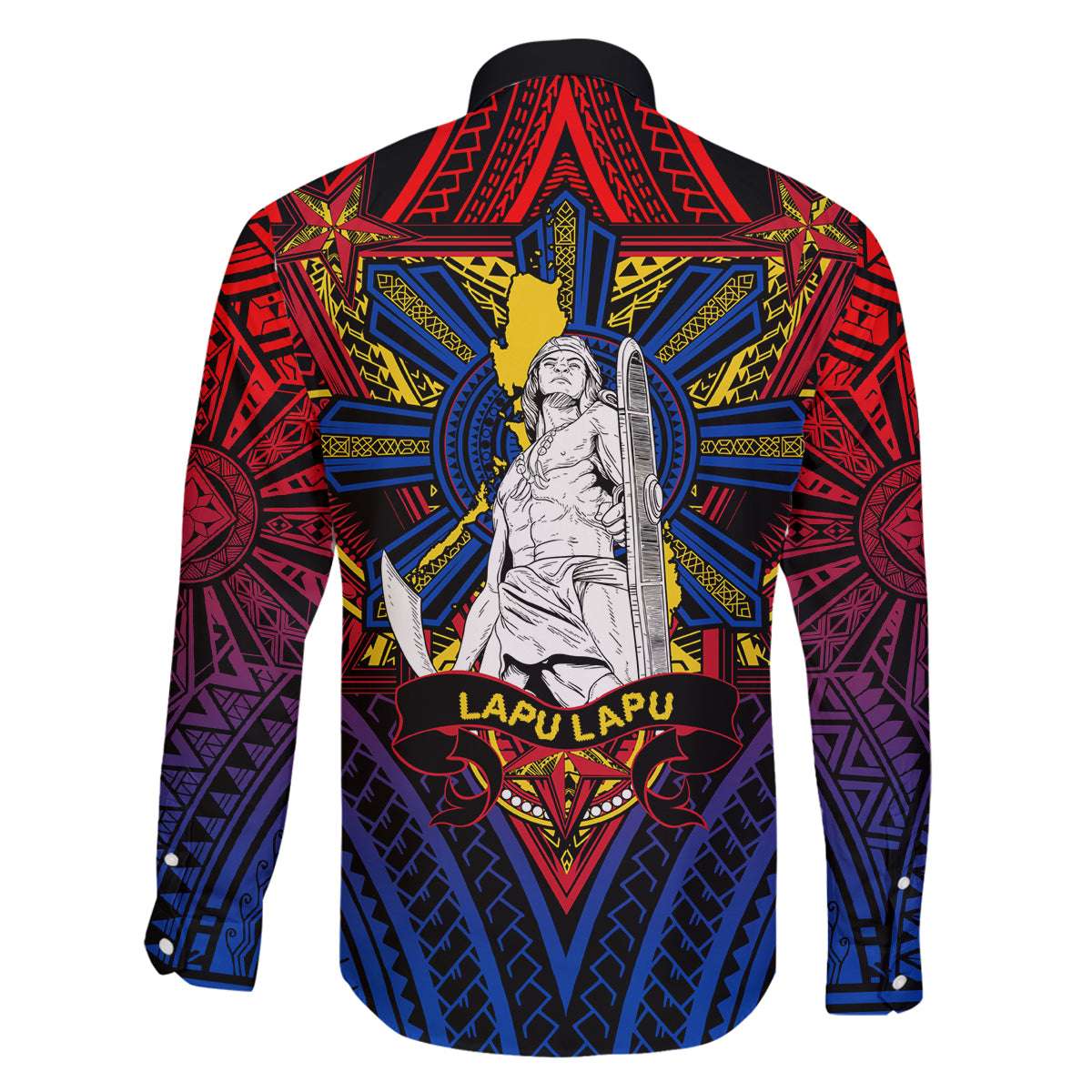 Filipinos Lapu-lapu Hero Family Matching Off Shoulder Long Sleeve Dress and Hawaiian Shirt Philippines Flag and Sun DT02 - Polynesian Pride