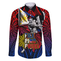 Filipinos Lapu-lapu Hero Family Matching Tank Maxi Dress and Hawaiian Shirt Philippines Flag and Sun DT02 Dad's Shirt - Long Sleeve Art - Polynesian Pride