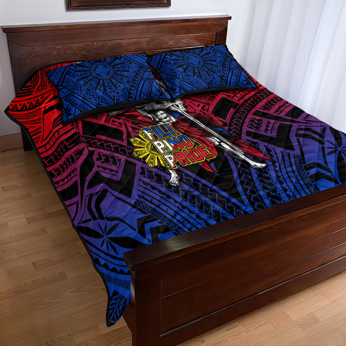 Filipinos Lapu-lapu Hero Quilt Bed Set Philippines Flag and Sun DT02 - Polynesian Pride