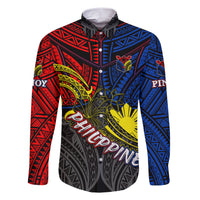 Philippines Half Sleeve Tattoo Family Matching Short Sleeve Bodycon Dress and Hawaiian Shirt Pinoy Filipinos Sun DT02 Dad's Shirt - Long Sleeve Art - Polynesian Pride