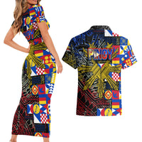 Pinoy Philippines Couples Matching Short Sleeve Bodycon Dress and Hawaiian Shirt Filipino Tattoo Art Style DT02 - Polynesian Pride