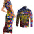 Pinoy Philippines Couples Matching Short Sleeve Bodycon Dress and Long Sleeve Button Shirt Filipino Tattoo Art Style DT02 - Polynesian Pride