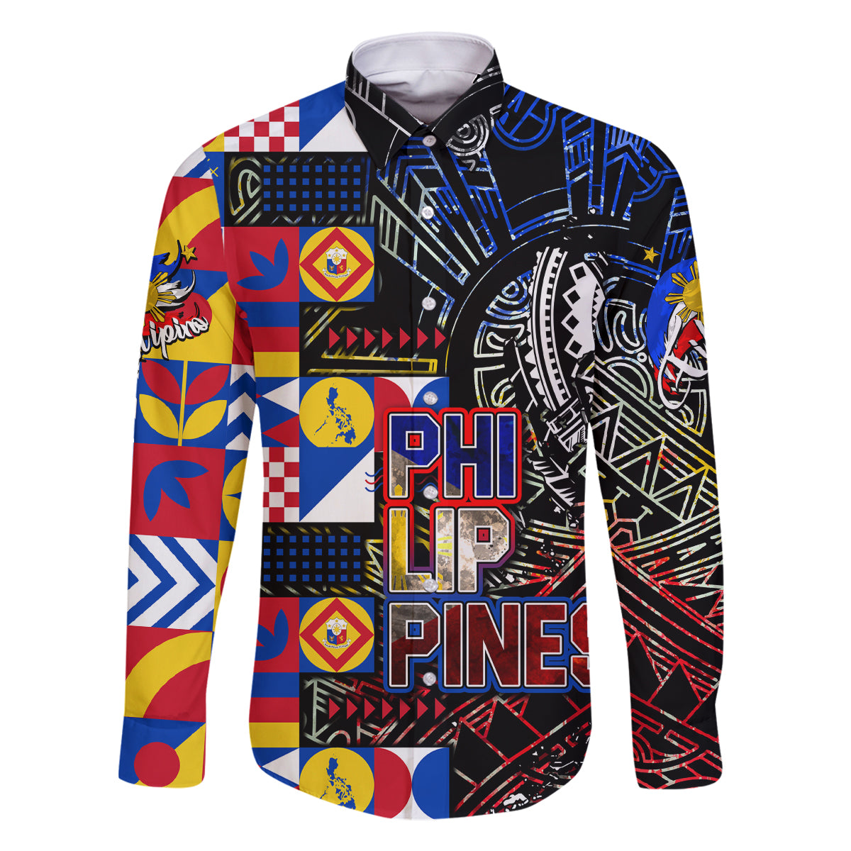 Pinoy Philippines Family Matching Long Sleeve Bodycon Dress and Hawaiian Shirt Filipino Tattoo Art Style DT02 Dad's Shirt - Long Sleeve Art - Polynesian Pride