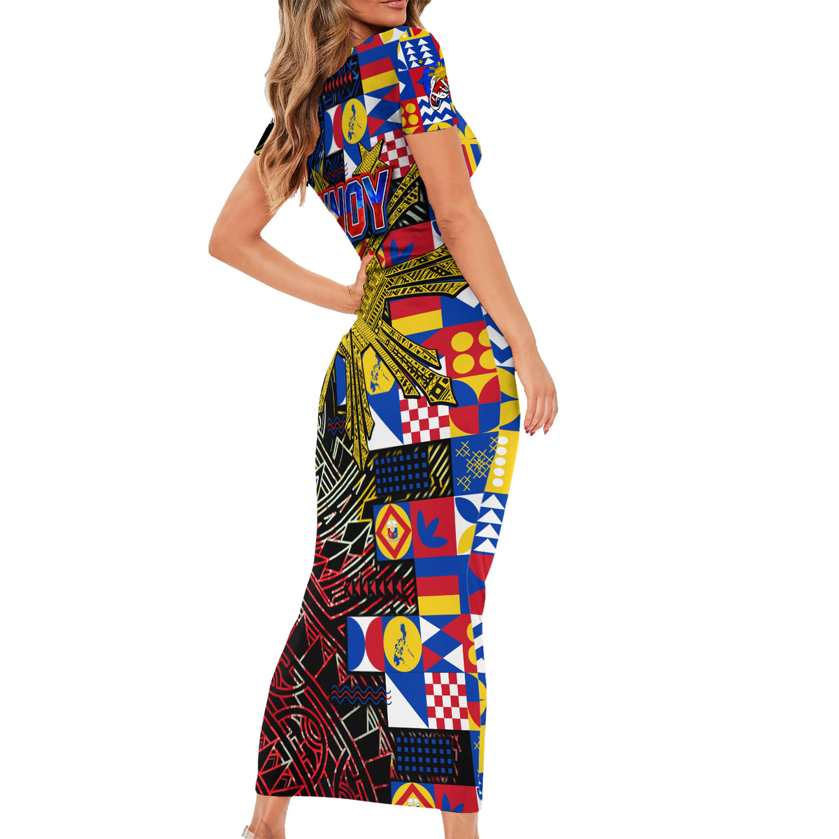 Pinoy Philippines Family Matching Short Sleeve Bodycon Dress and Hawaiian Shirt Filipino Tattoo Art Style DT02 - Polynesian Pride
