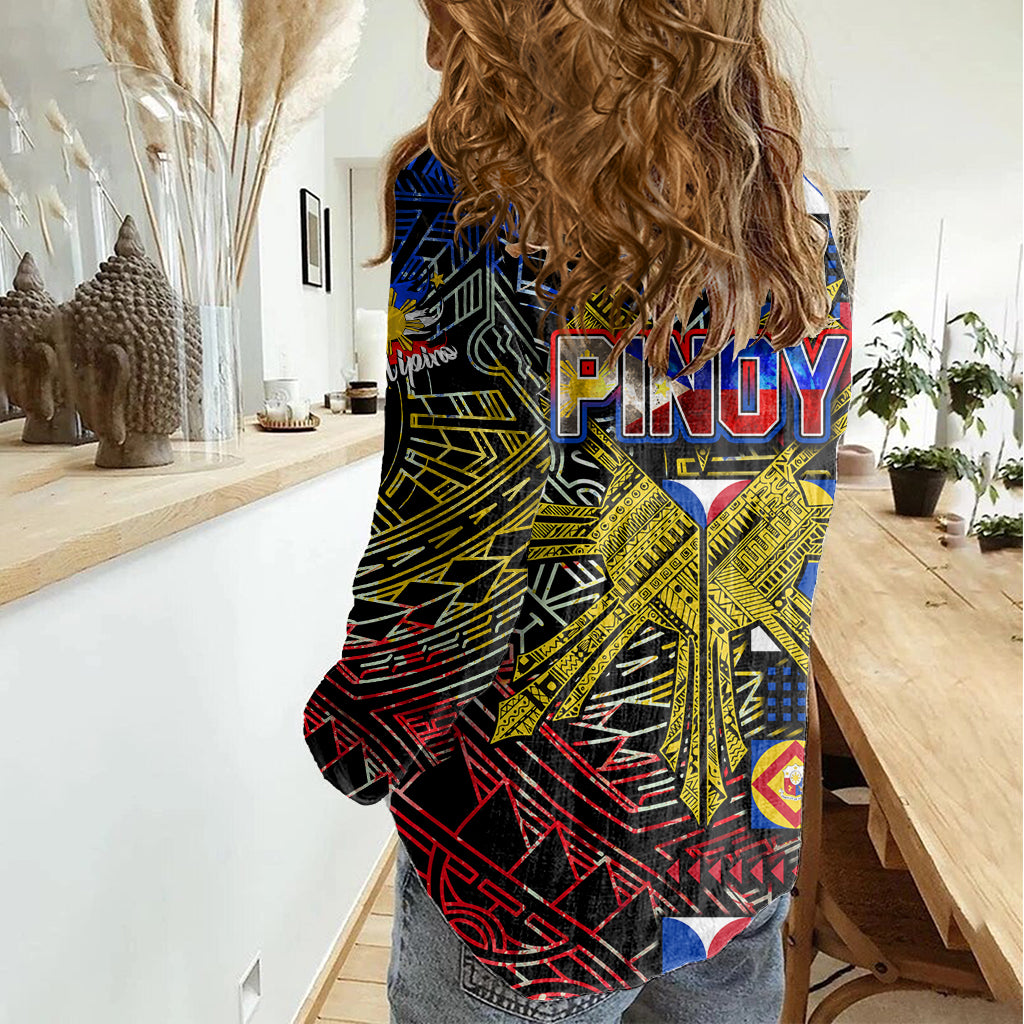 Pinoy Philippines Women Casual Shirt Filipino Tattoo Art Style DT02 - Polynesian Pride