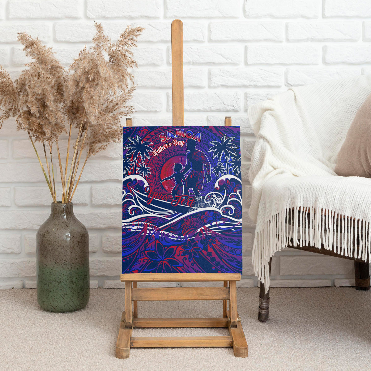 Father's Day Samoa Canvas Wall Art Special Dad Polynesia Paradise