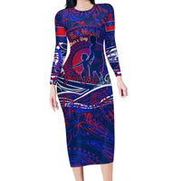 Father's Day Samoa Family Matching Long Sleeve Bodycon Dress and Hawaiian Shirt Special Dad Polynesia Paradise