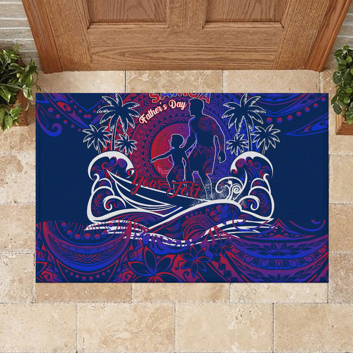 Father's Day Samoa Rubber Doormat Special Dad Polynesia Paradise