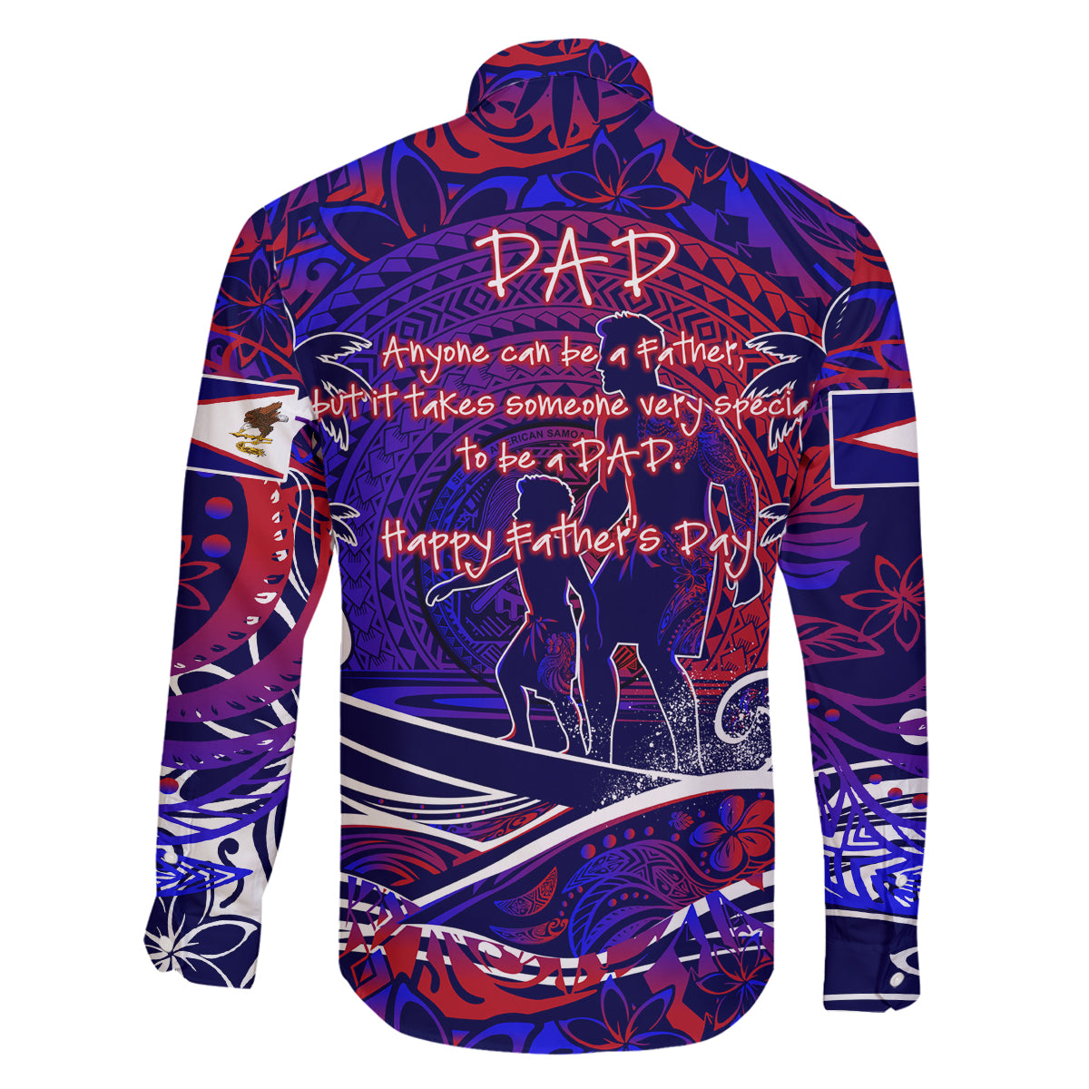 Father's Day American Samoa Family Matching Off The Shoulder Long Sleeve Dress and Hawaiian Shirt Special Dad Polynesia Paradise