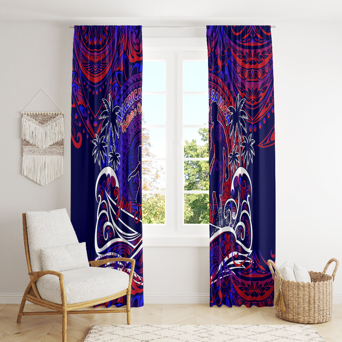 Father's Day American Samoa Window Curtain Special Dad Polynesia Paradise