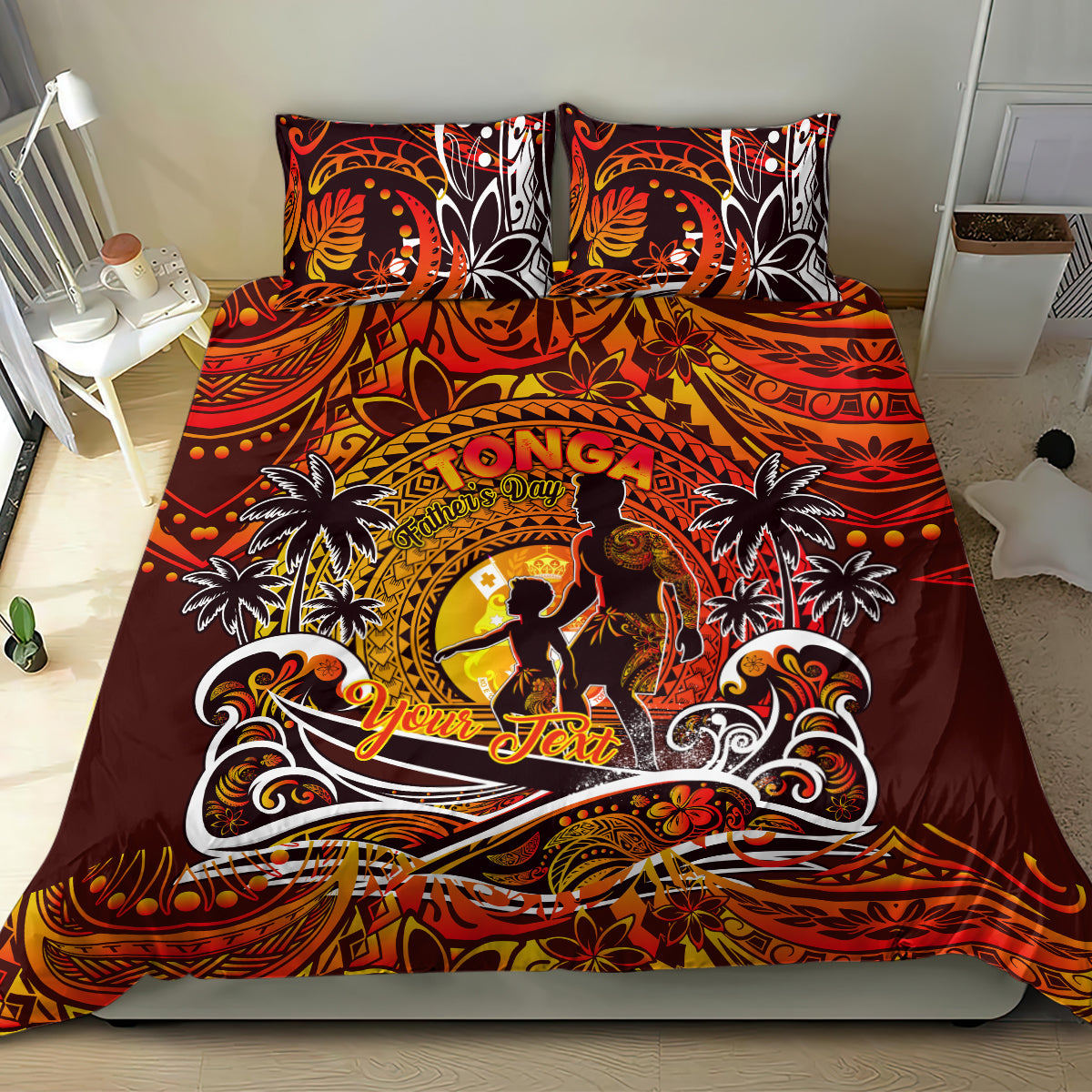 Father's Day Tonga Bedding Set Special Dad Polynesia Paradise