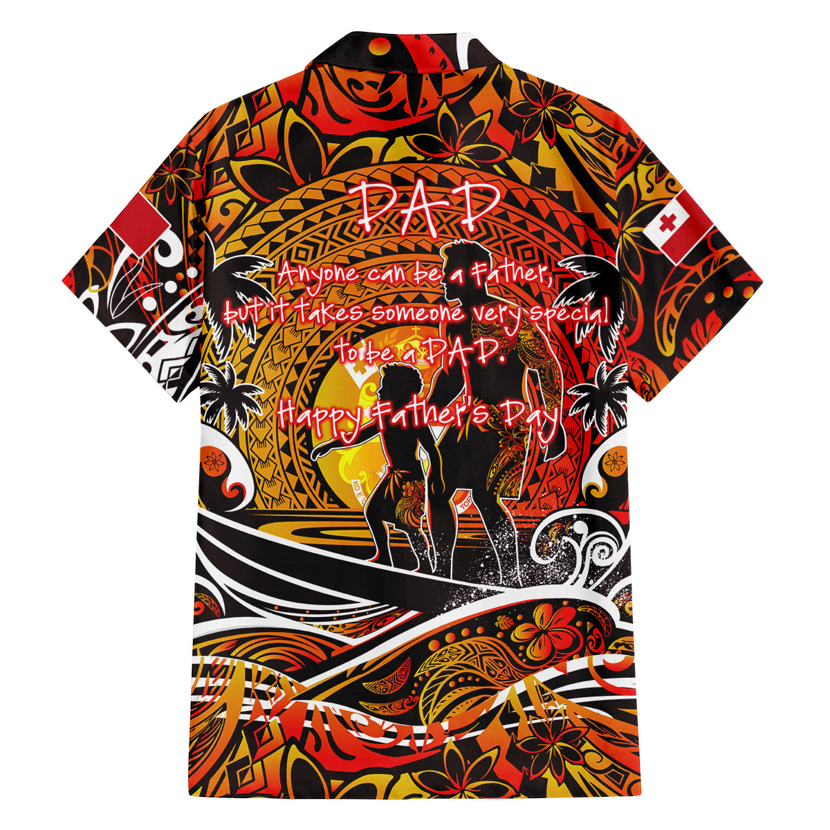 Father's Day Tonga Family Matching Off Shoulder Short Dress and Hawaiian Shirt Special Dad Polynesia Paradise