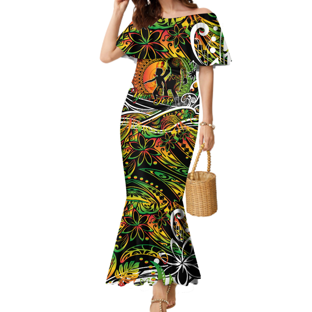 Father's Day Vanuatu Family Matching Mermaid Dress and Hawaiian Shirt Special Dad Polynesia Paradise