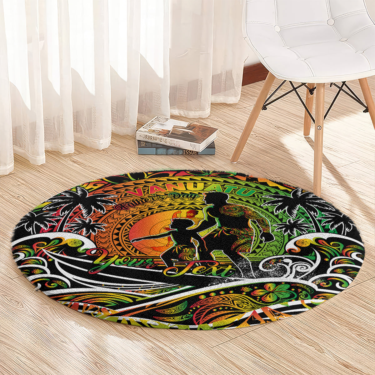 Father's Day Vanuatu Round Carpet Special Dad Polynesia Paradise