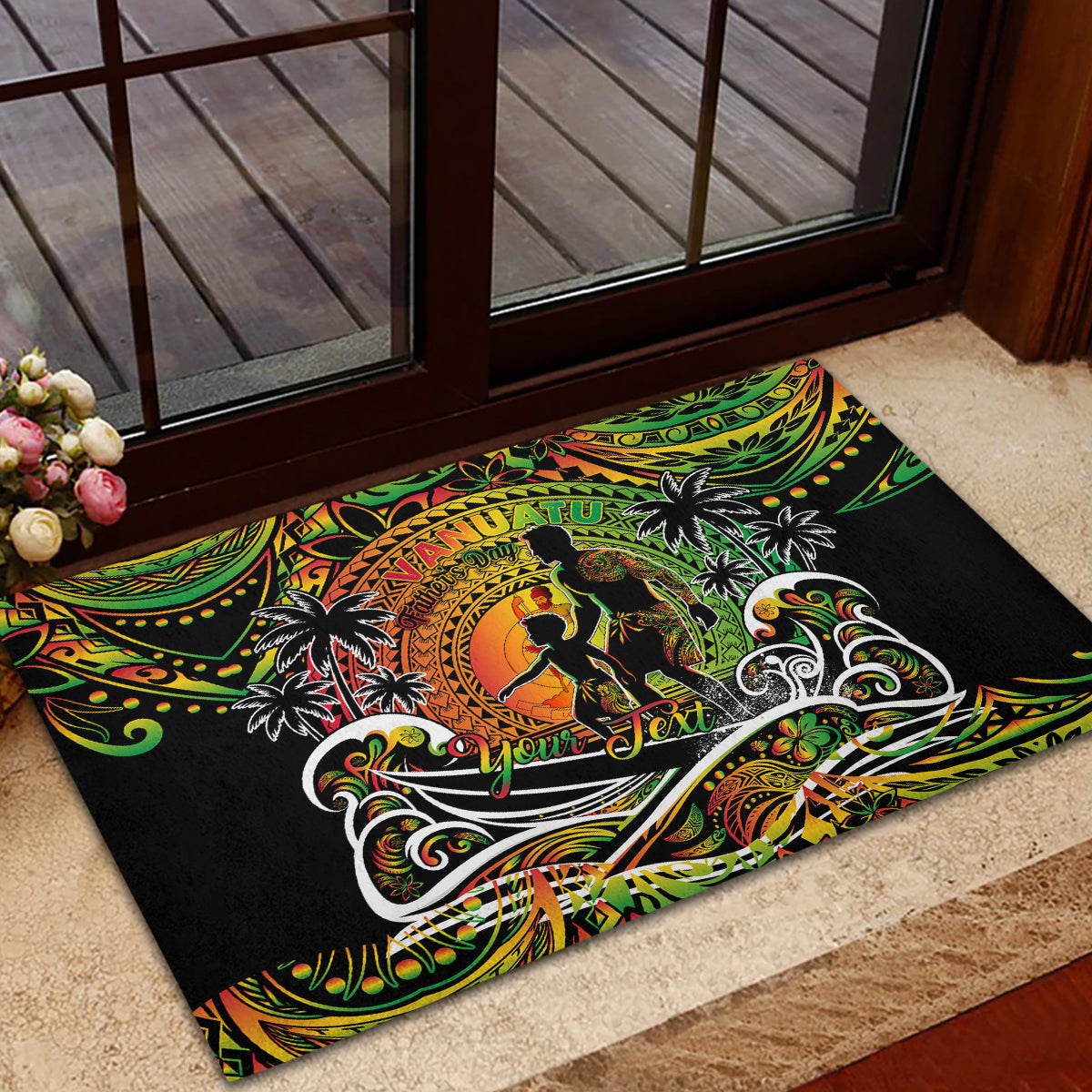 Father's Day Vanuatu Rubber Doormat Special Dad Polynesia Paradise