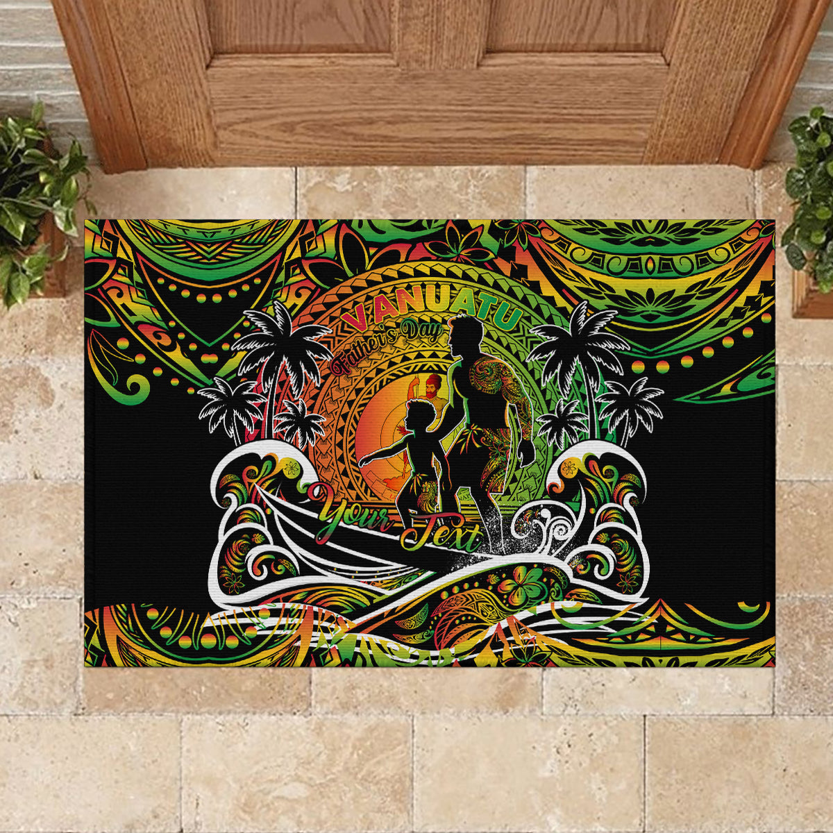 Father's Day Vanuatu Rubber Doormat Special Dad Polynesia Paradise