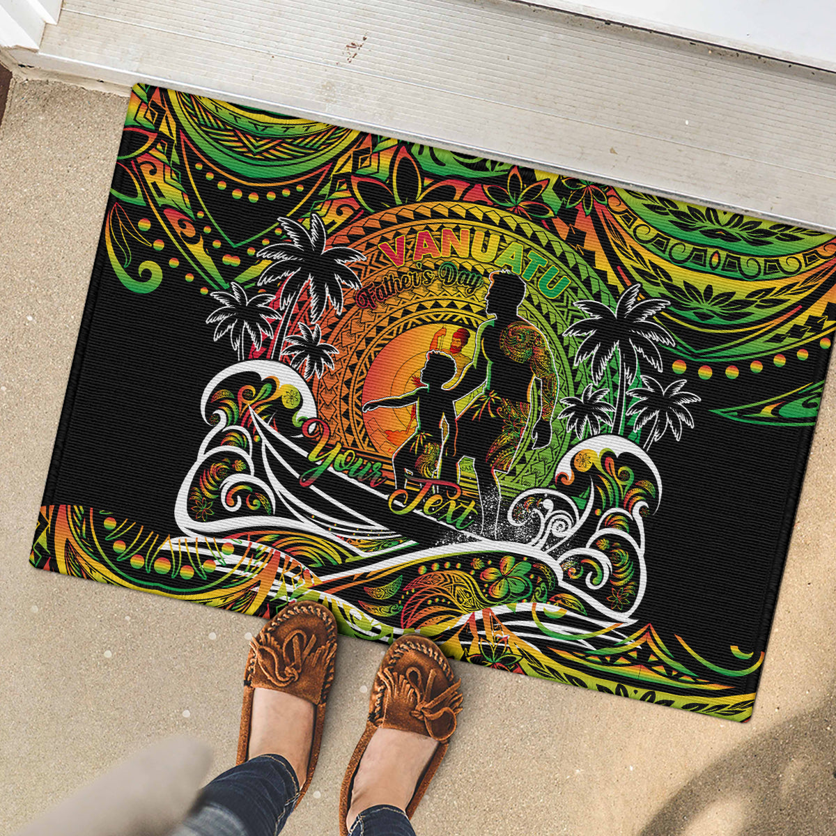 Father's Day Vanuatu Rubber Doormat Special Dad Polynesia Paradise